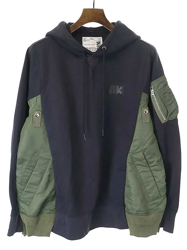 sacai サカイ × ナイキ 20AW NRG HOODY ドッキングスウェットパーカー