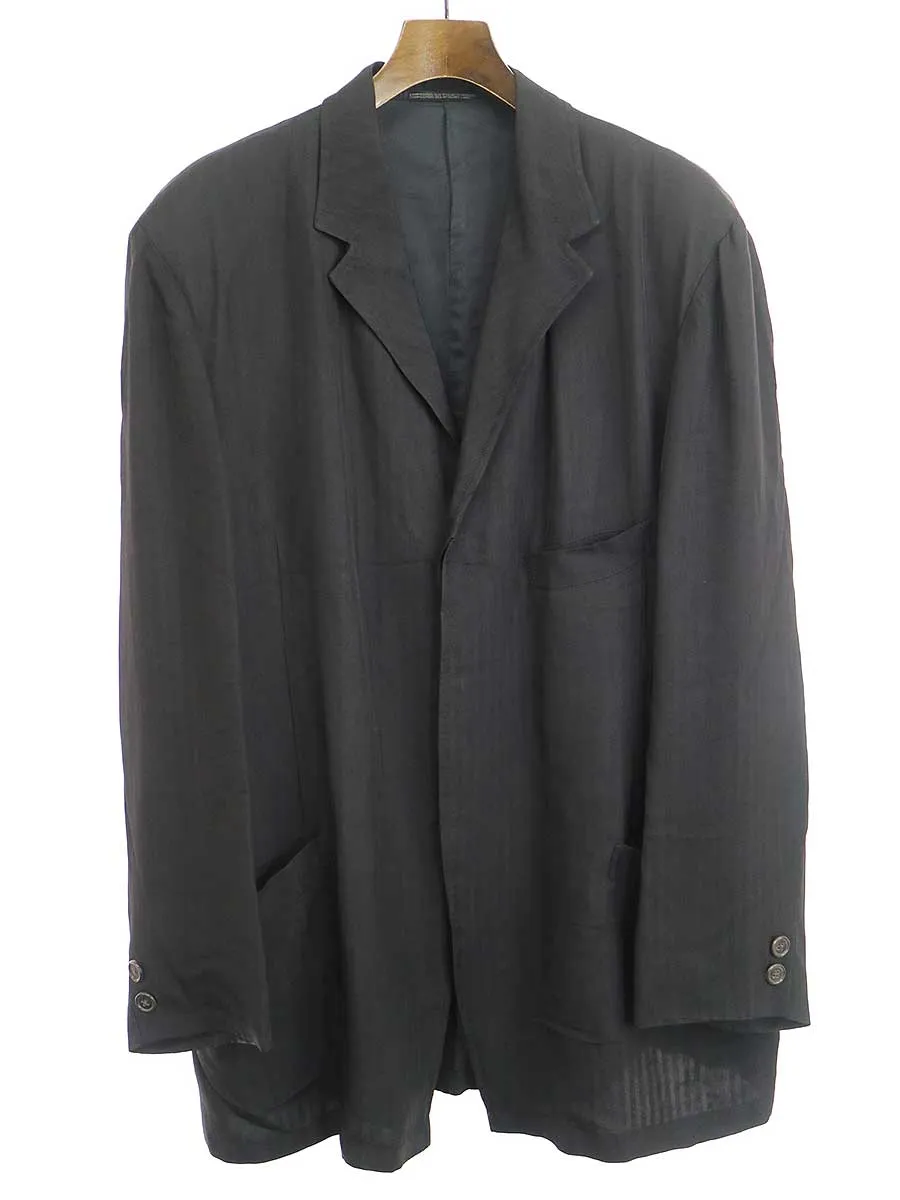 Yohji Yamamoto ヨウジヤマモトプールオム 97SS コットンレーヨンストライプ4Bテーラードジャケット