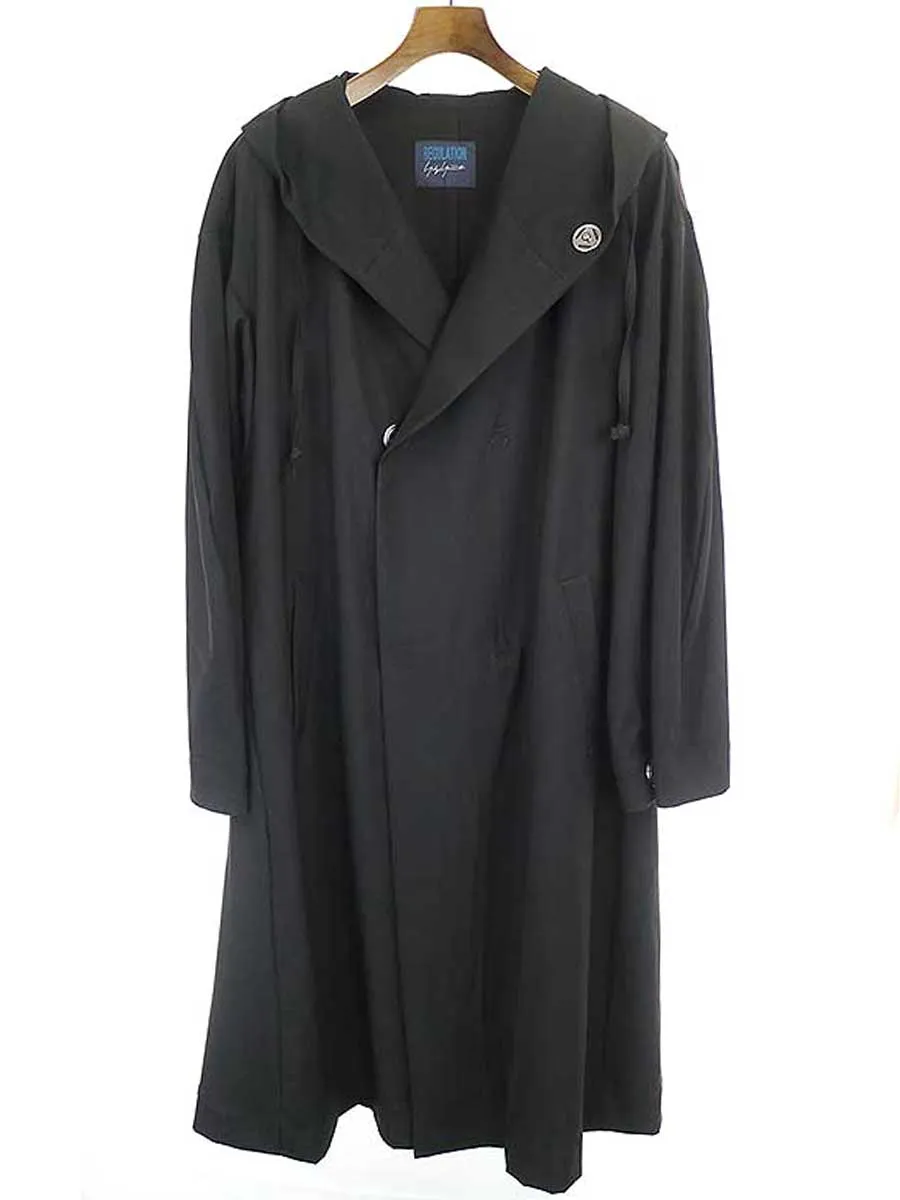 Yohji Yamamoto レギュレーション ヨウジヤマモト 2020Pre S ウールギャバジンスナップボタンフーデッドコート
