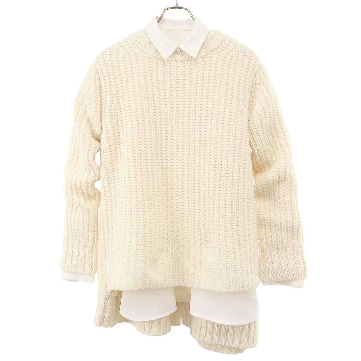 sacai サカイ 25AW Double-Faced Silk Cotton x Wool Knit Dress ドッキングニットワンピース