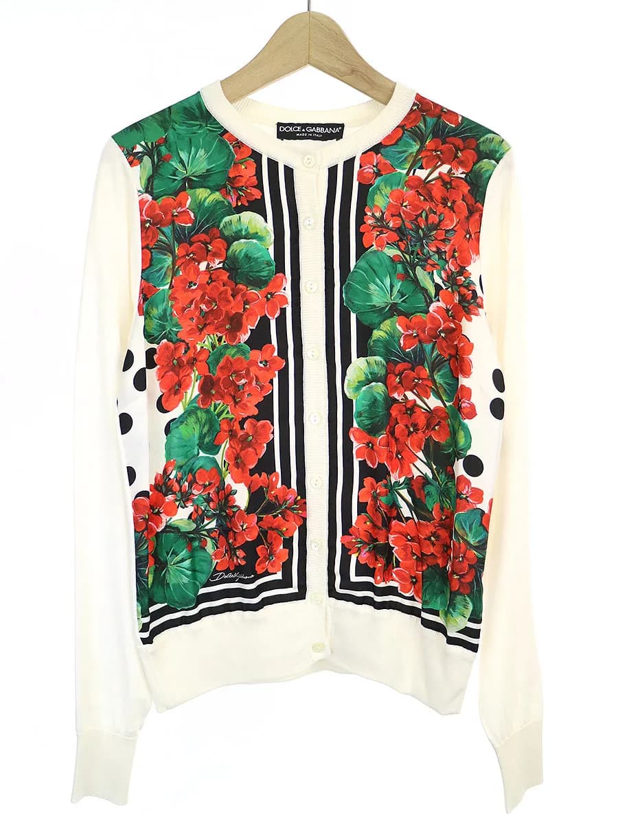 DOLCE&GABBANA ドルチェ&ガッバーナ 19AW フロントスカーフシルクニットカーディンガン