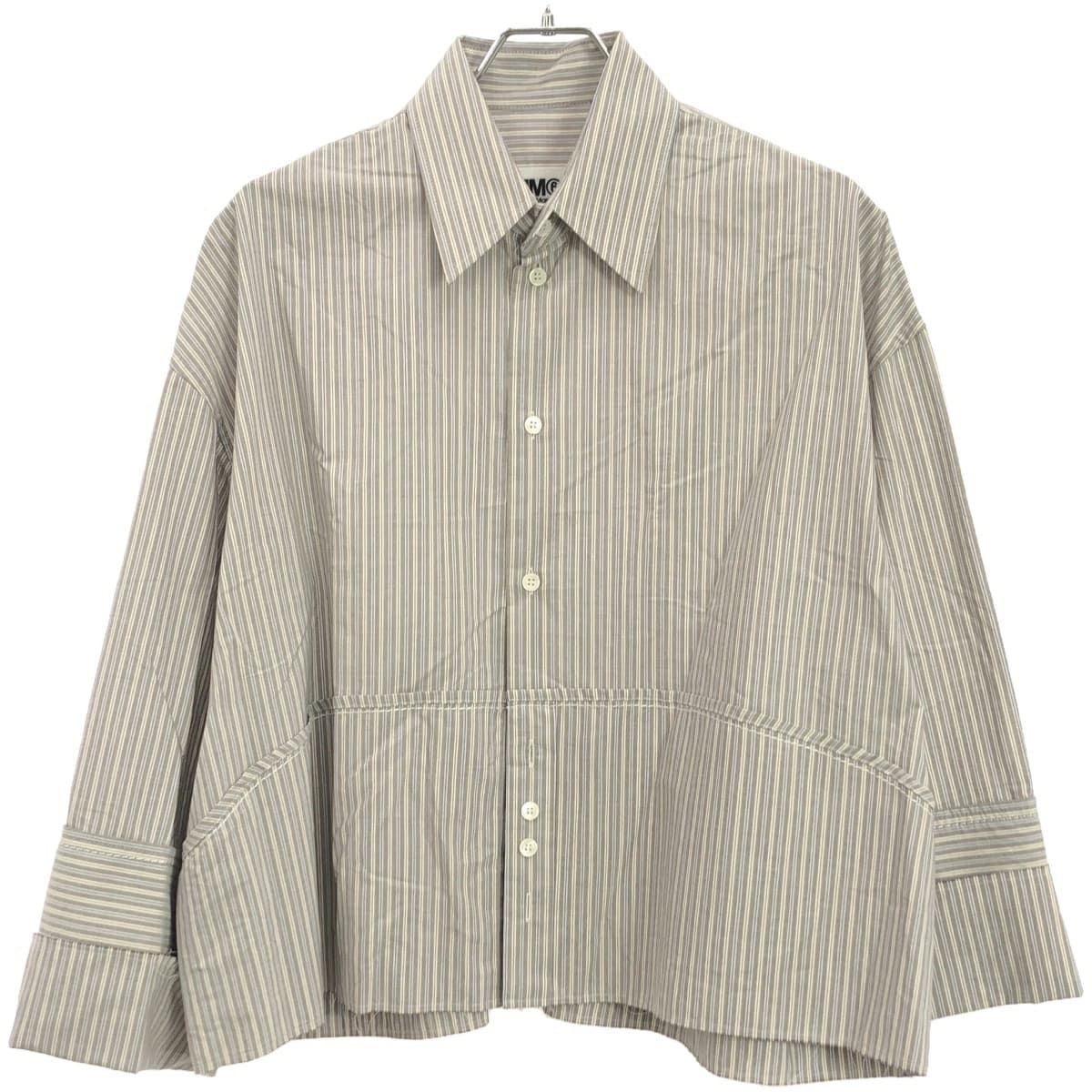 MM6 エムエムシックス 23SS カットオフクロップドストライプシャツ