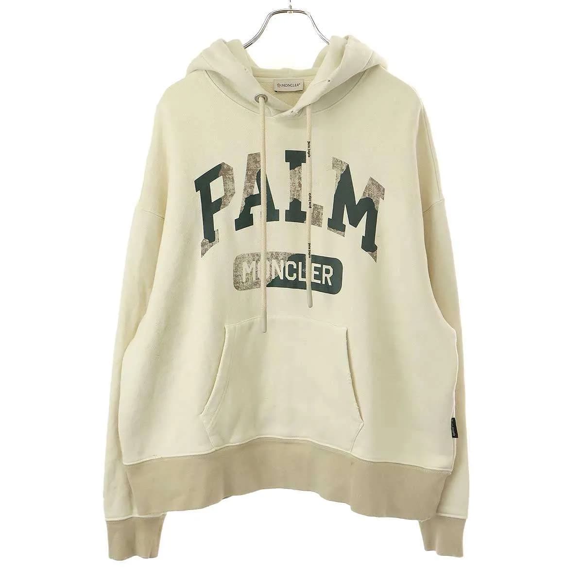 MONCLER モンクレール ジーニアス パームエンジェルス 23AW USED加工スウェットロゴプルオーバーパーカー I209L8G00009