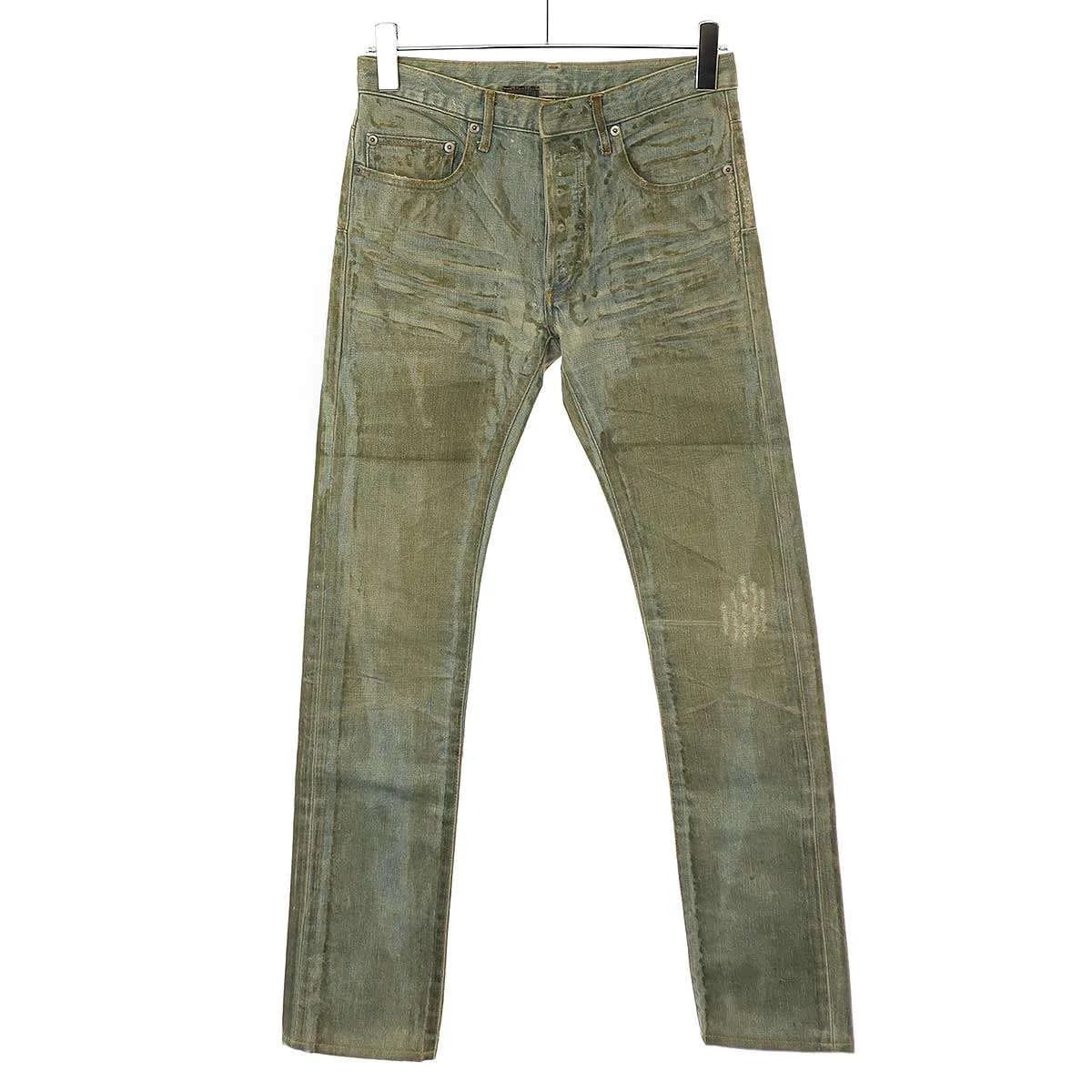 Dior HOMME ディオールオム 2004SS STRIP ラスターコーティングアイスブルーデニムパンツ