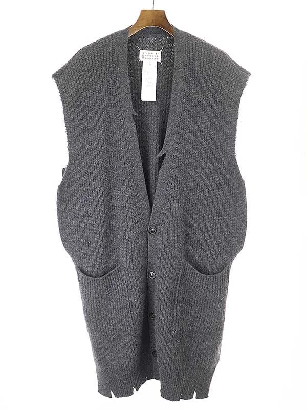 Maison Margiela メゾン マルジェラ 19AW ダメージ加工オーバーサイズロングニットベスト カーディガン