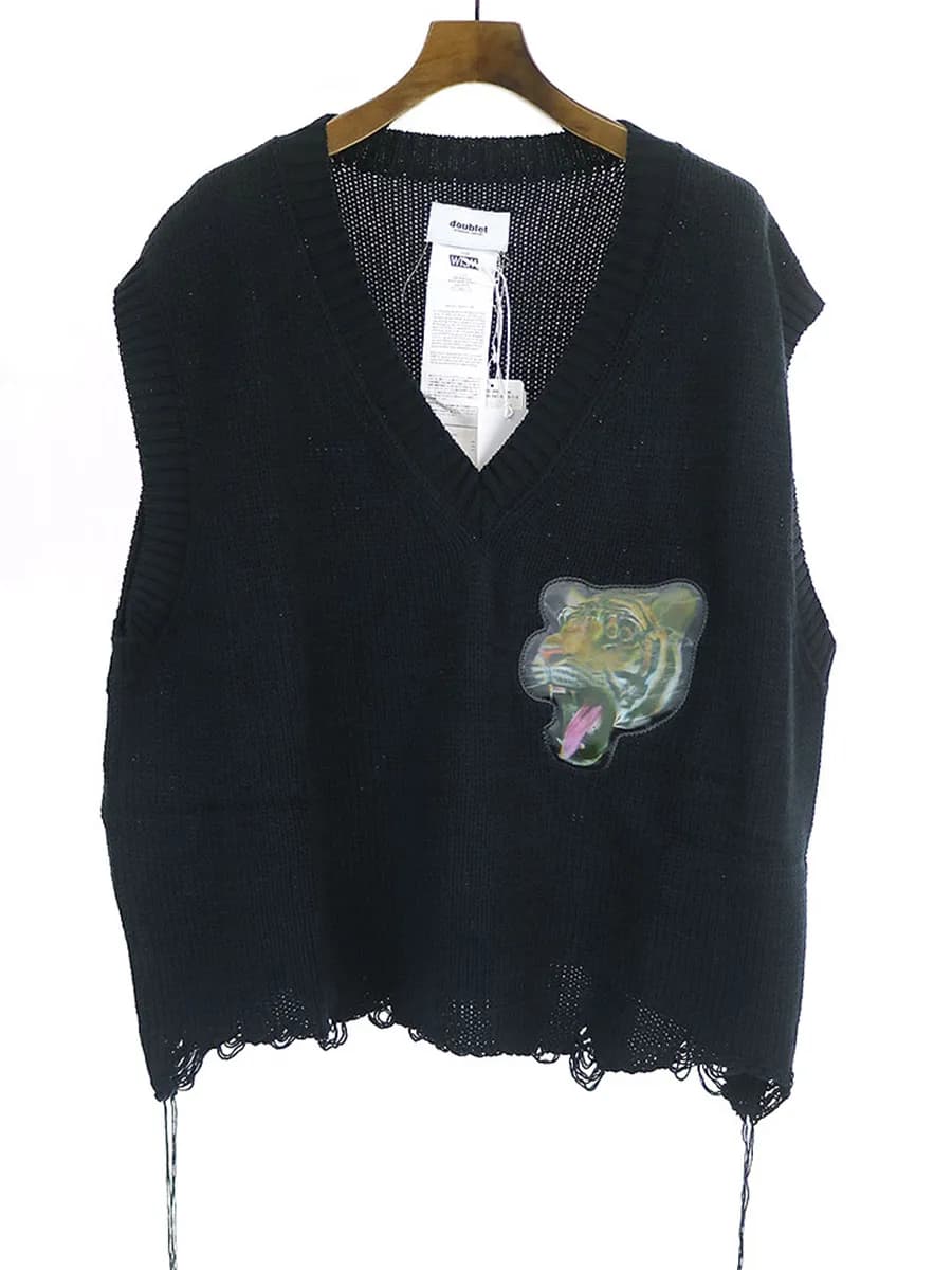 doublet ダブレット 19SS WISM別注 3D PATCH CUTOFF VEST 3Dパッチカットオフニットベスト