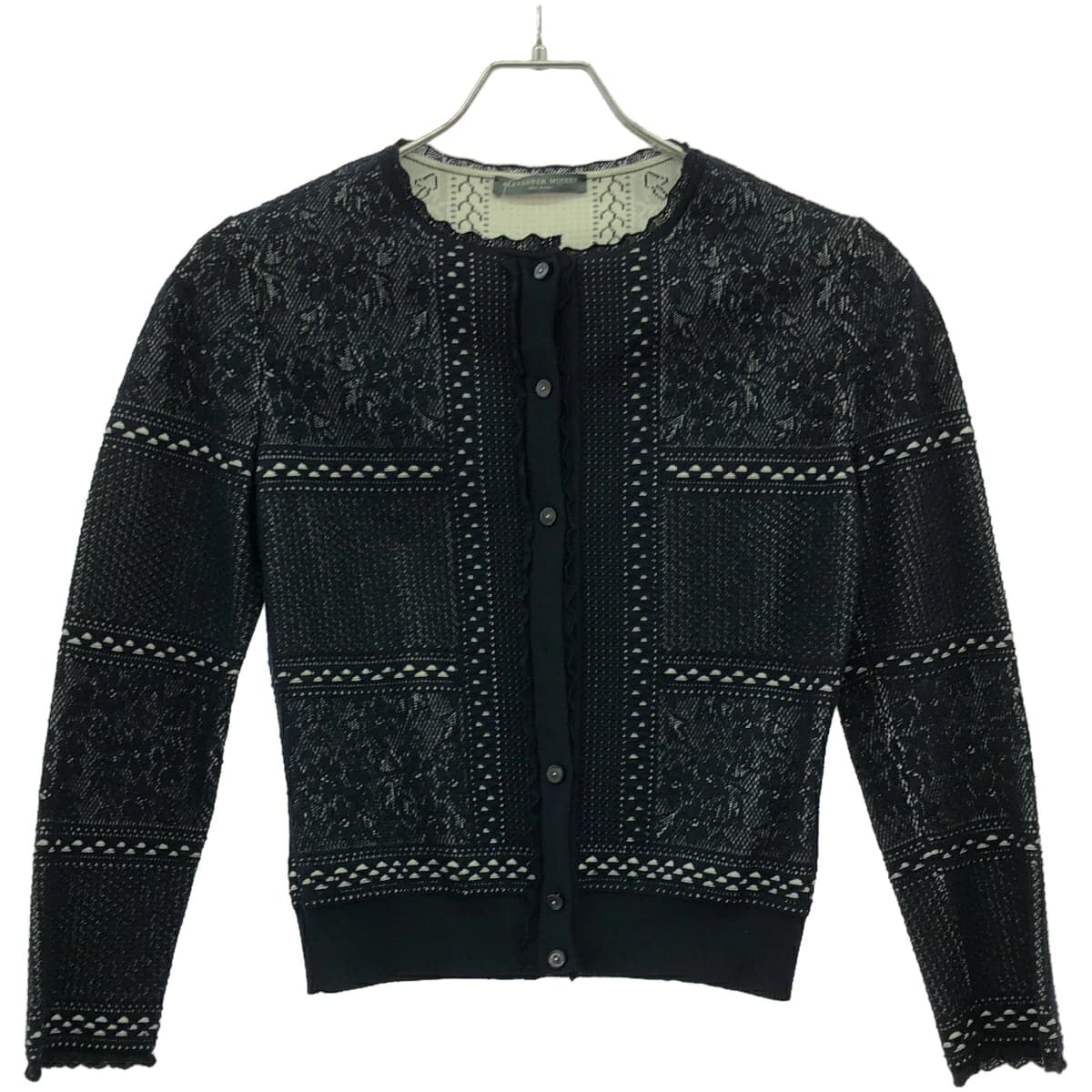 ALEXANDER McQUEEN アレキサンダーマックイーン Lace Grid Knit Cardigan シルクブレンドレースニットカーディガン 395743 Q1VSV