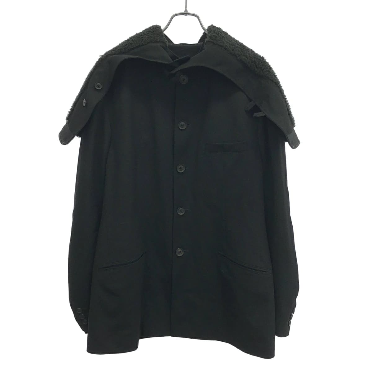Yohji Yamamoto ヨウジヤマモト プールオム 21AW ウールギャバジンボアフードジャケット HX-J17-100