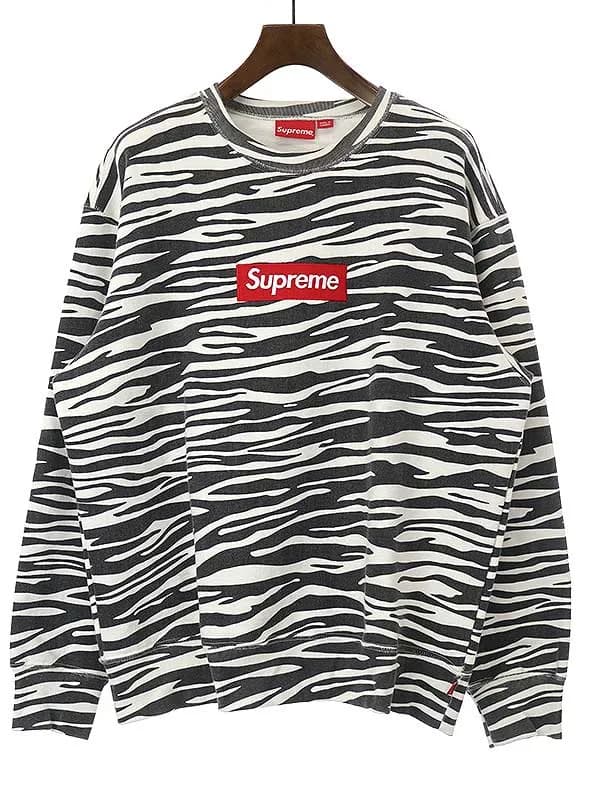 Supreme シュプリーム 22AW Box Logo Crewneck ゼブラ柄ボックスロゴスウェットトレーナー