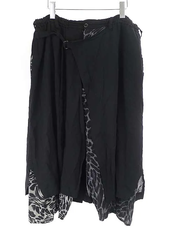 Yohji Yamamoto ブラックスキャンダル ヨウジヤマモト 19SS Leopard Wrap Pants レオパードラップパンツ
