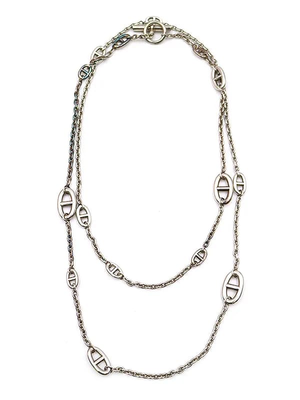 HERMES エルメス ファランドール 120 シェーヌダンクルロングシルバーネックレス