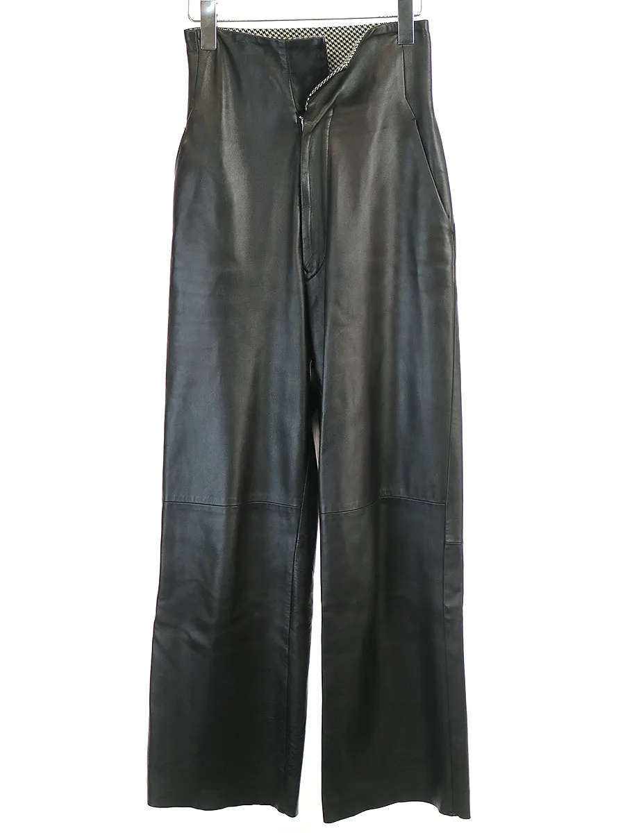 Yohji Yamamoto ヨウジヤマモト ファム 03AW 千鳥格子ストレートラムレザーパンツ
