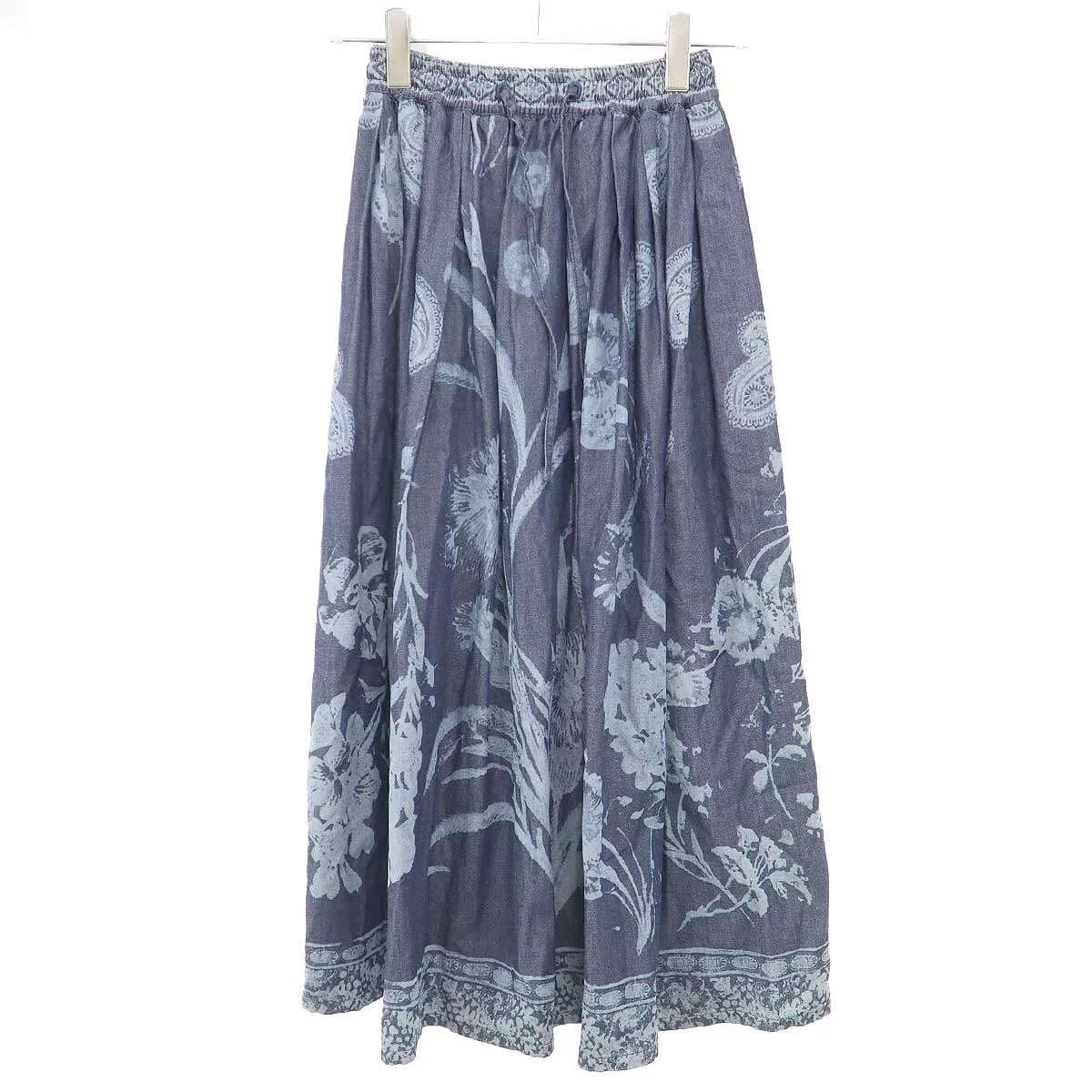 Christian Dior クリスチャンディオール インディゴディスチャージ シャンブレースカート 122J11A3389
