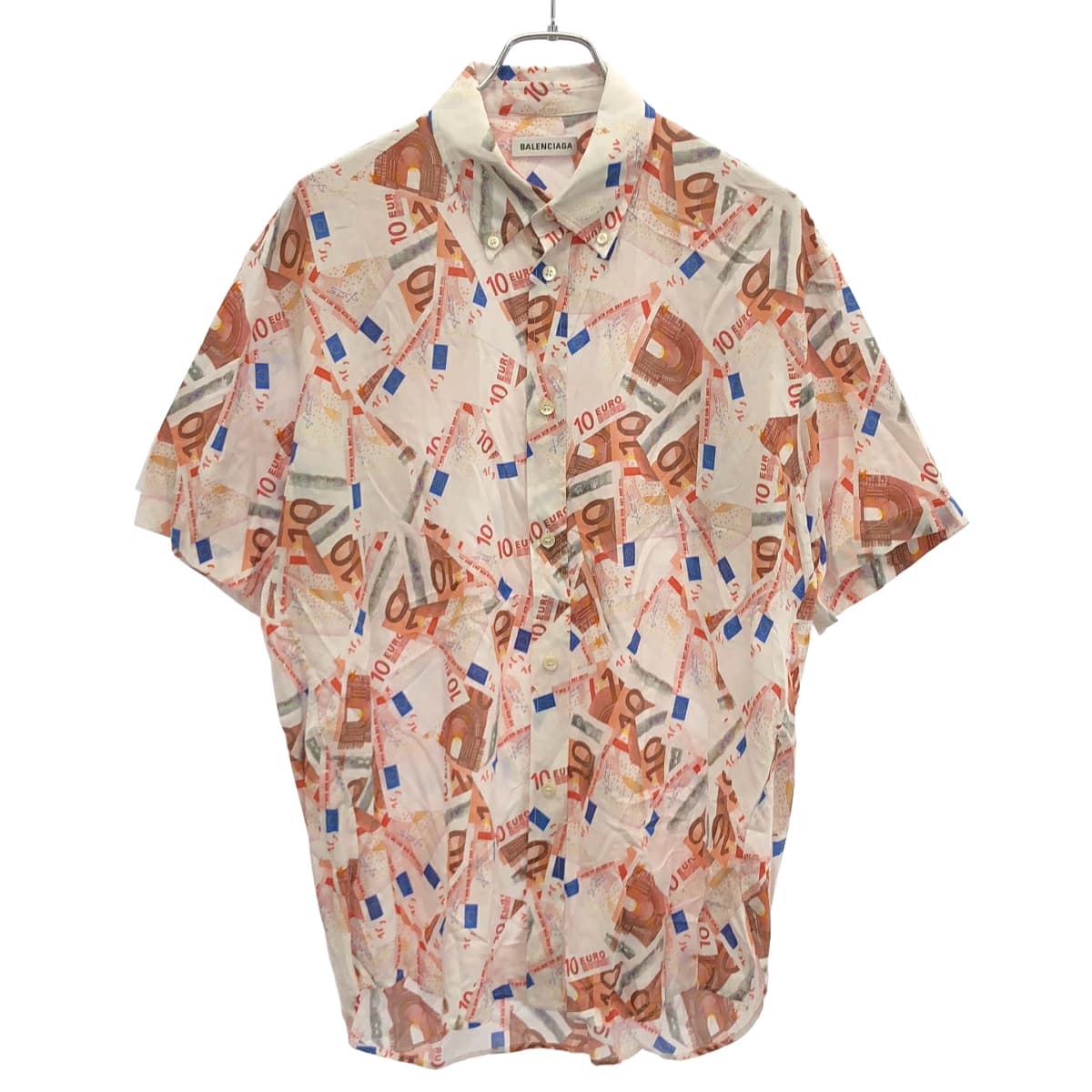 BALENCIAGA バレンシアガ Euro Print Shirt ショートスリーブレーヨンシャツ 517910 TAL93