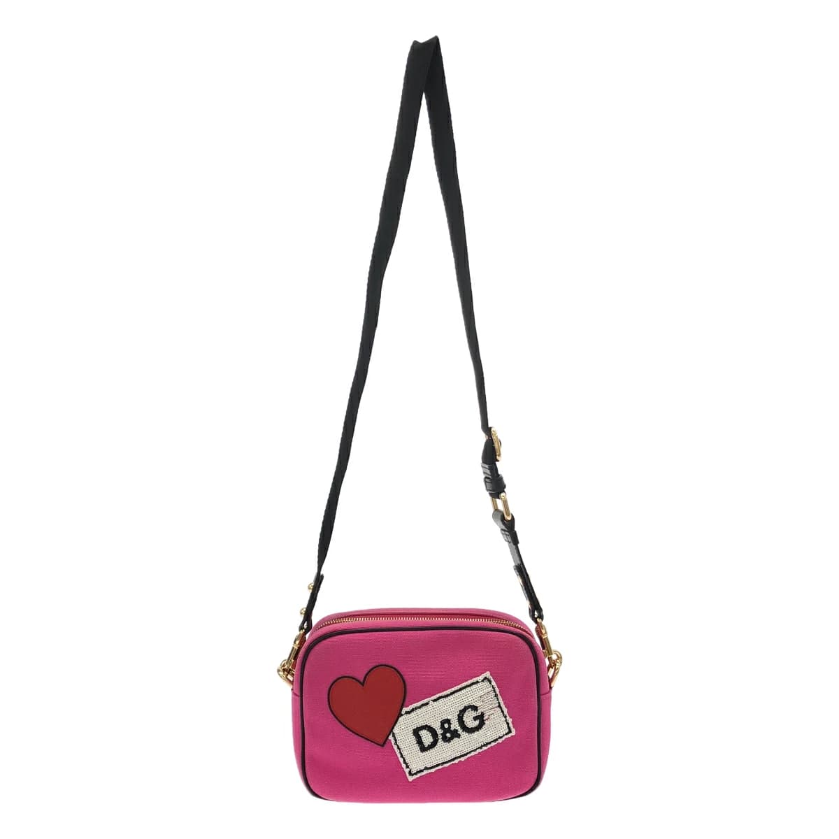 DOLCE&GABBANA ドルチェ&ガッバーナ GLAM スパンコールハートキャンバスショルダーバッグ