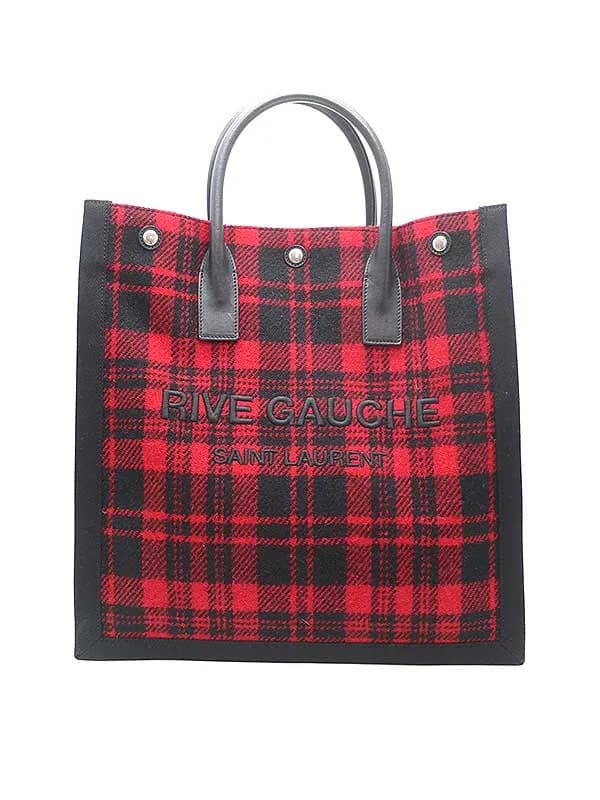SAINT LAURENT サンローラン パリ RIVE GAUCHE ロゴ チェックトートバッグ