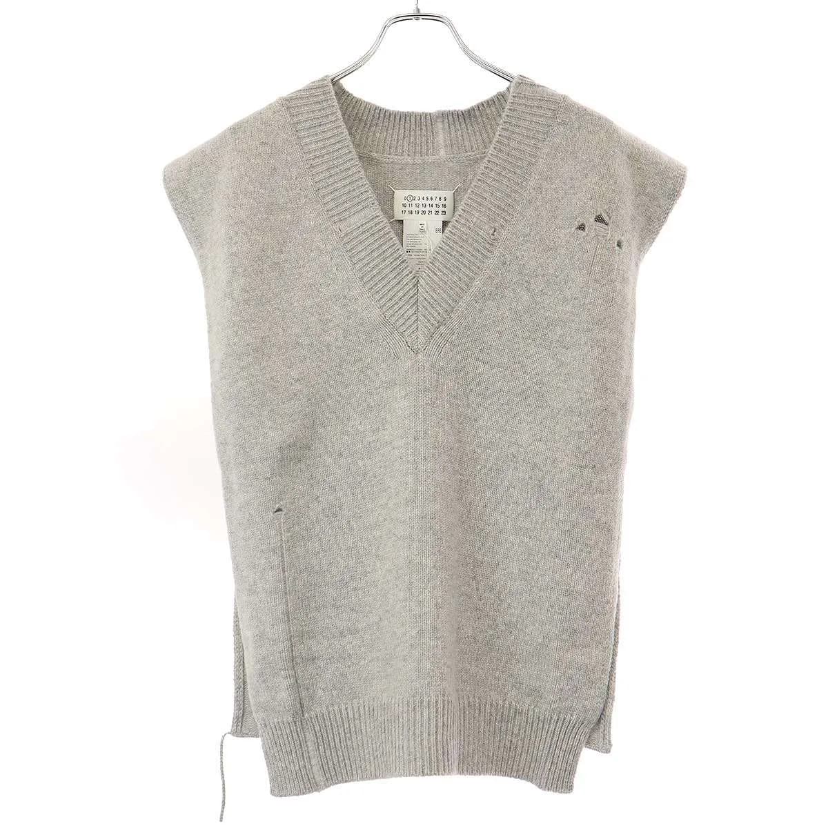 Maison Margiela メゾン マルジェラ 21AW Destroyed Knit デストロイドタバードニットベスト S51TH0072 S17486