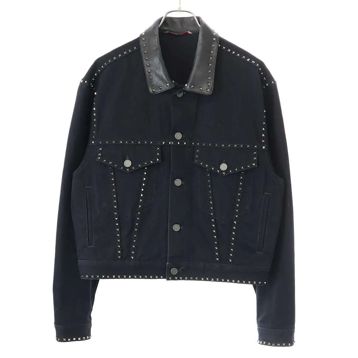 VALENTINO ヴァレンティノ 22AW レザーカラースタッズデニムジャケット