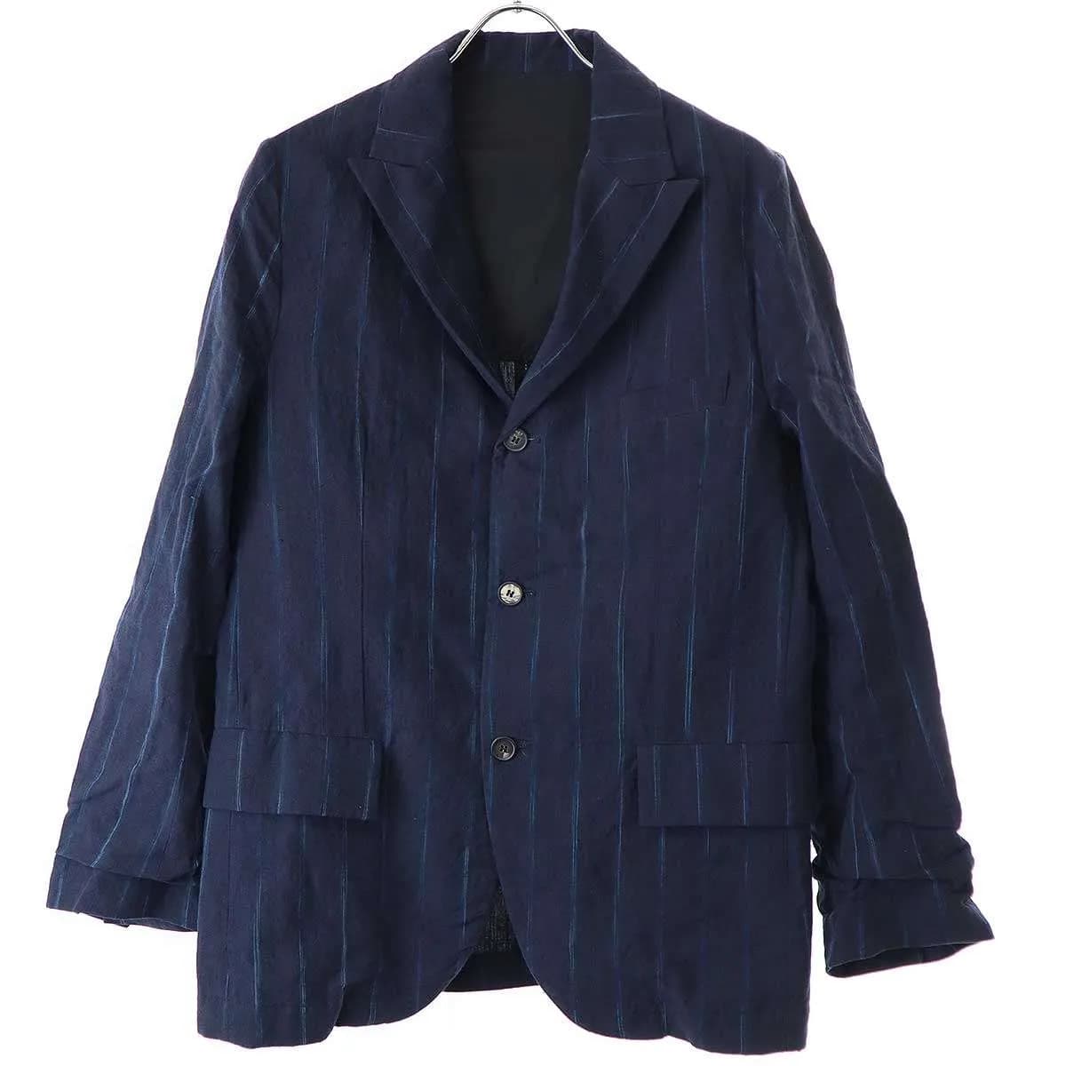 Bergfabel バーグファベル 22SS STRIPE FARMER JACKET ストライプリネンテーラードジャケット