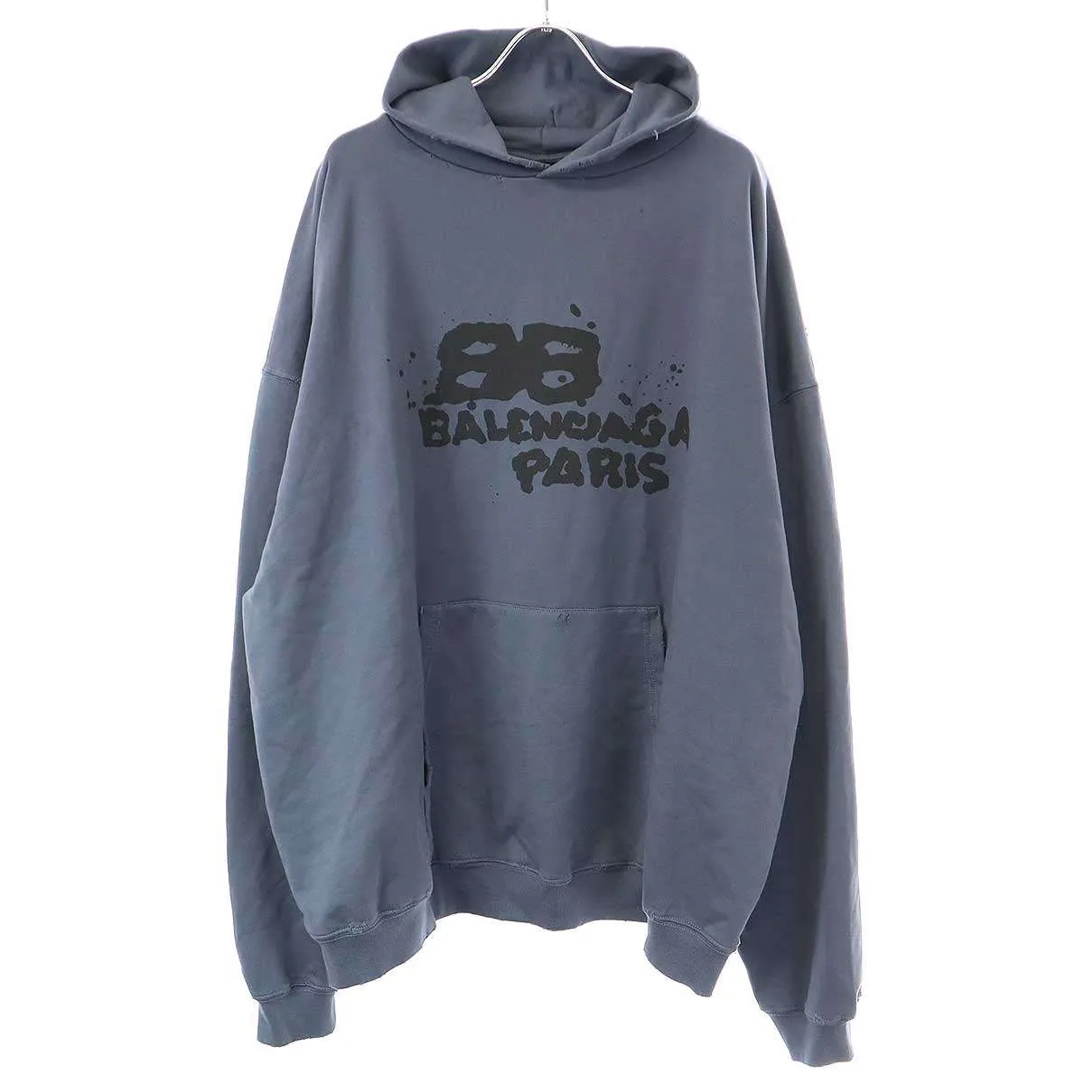 BALENCIAGA バレンシアガ Hand Drawn BB Icon Hoodie ダメージロゴプリントパーカー