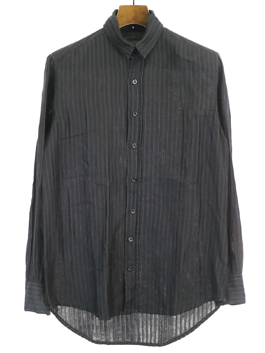 GEOFFREY B.SMALL ジェフリービースモール TNS03 Removable Collar and Cuff Details コットンリネンストライプシャツ