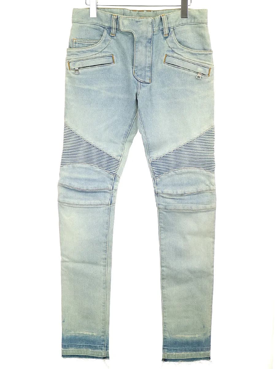 BALMAIN HOMME バルマン オム カットオフバイカーデニムパンツ