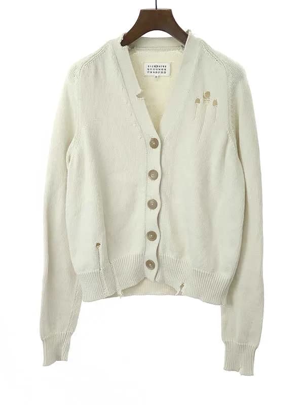 Maison Margiela メゾンマルジェラ 21SS デストロイコットンニットカーディガン
