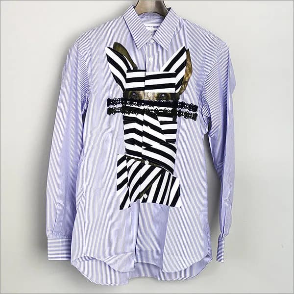 COMME des GARCONS COMME des GARCONS SHIRT 14SS パッチワークコラージュストライプシャツ