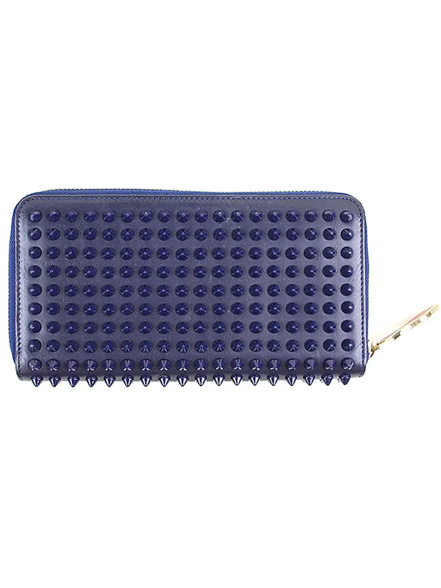 Christian Louboutin クリスチャンルブタン スパイクスタッズラウンドジップレザーウォレット