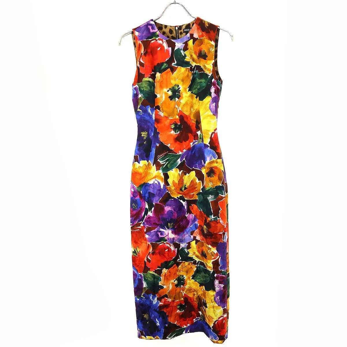 DOLCE&GABBANA ドルチェ&ガッバーナ Abstract Floral Shift Dress スリーブレスフローラルドレスワンピース