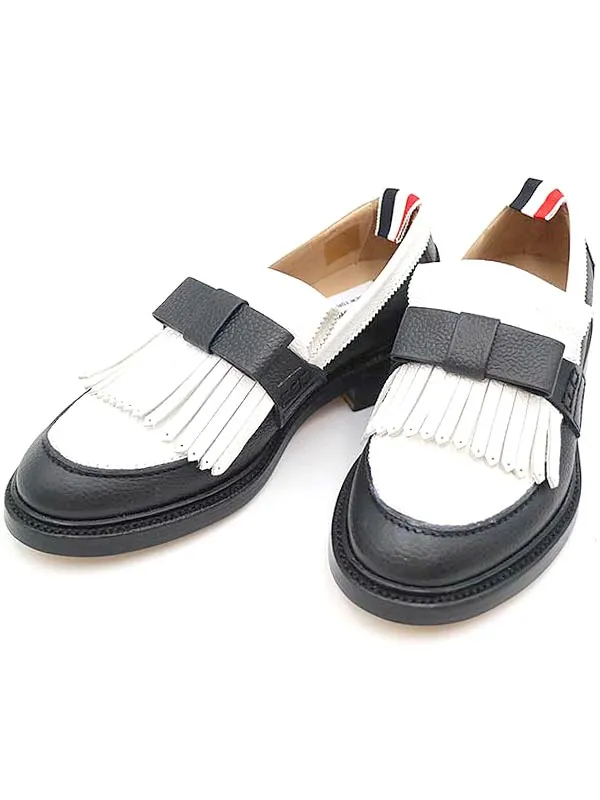 THOM BROWNE トムブラウン ペブルドレザーフリンジローファー