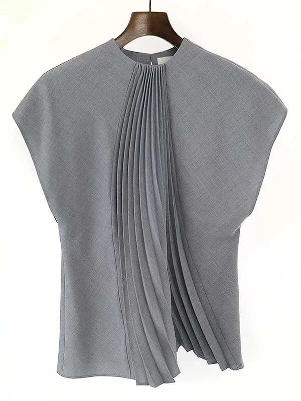Mame Kurogouchi マメ クロゴウチ 21AW Curved Pleated Top プリーツトップス