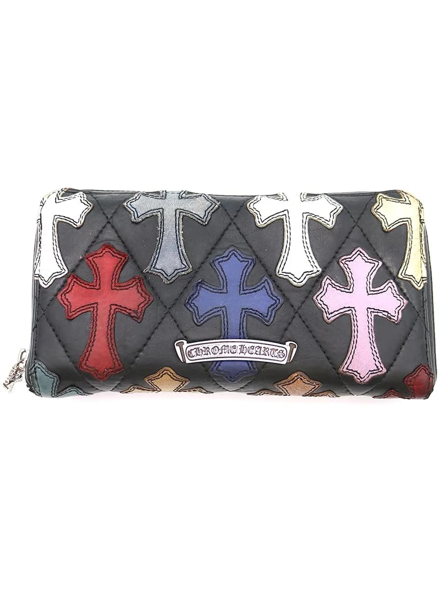 CHROME HEARTS クロムハーツ REC F ZIP QUILTED マルチクロスパッチキルティングレザーウォレット