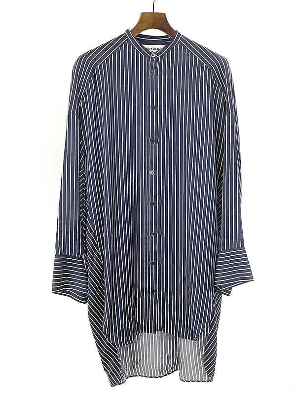 ENFOLD エンフォルド 22SS サテンストライプワイドスリーブビッグシャツ
