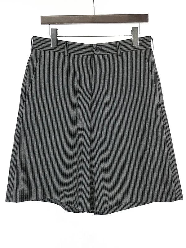 COMME des GARCONS コム デ ギャルソン オム プリュス 12AW ウールストライプキュロットハーフパンツ