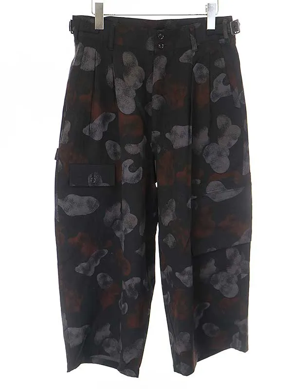 Yohji Yamamoto ヨウジヤマモトプールオム 17AW ウールギャバジンカモフラージュタックパンツ
