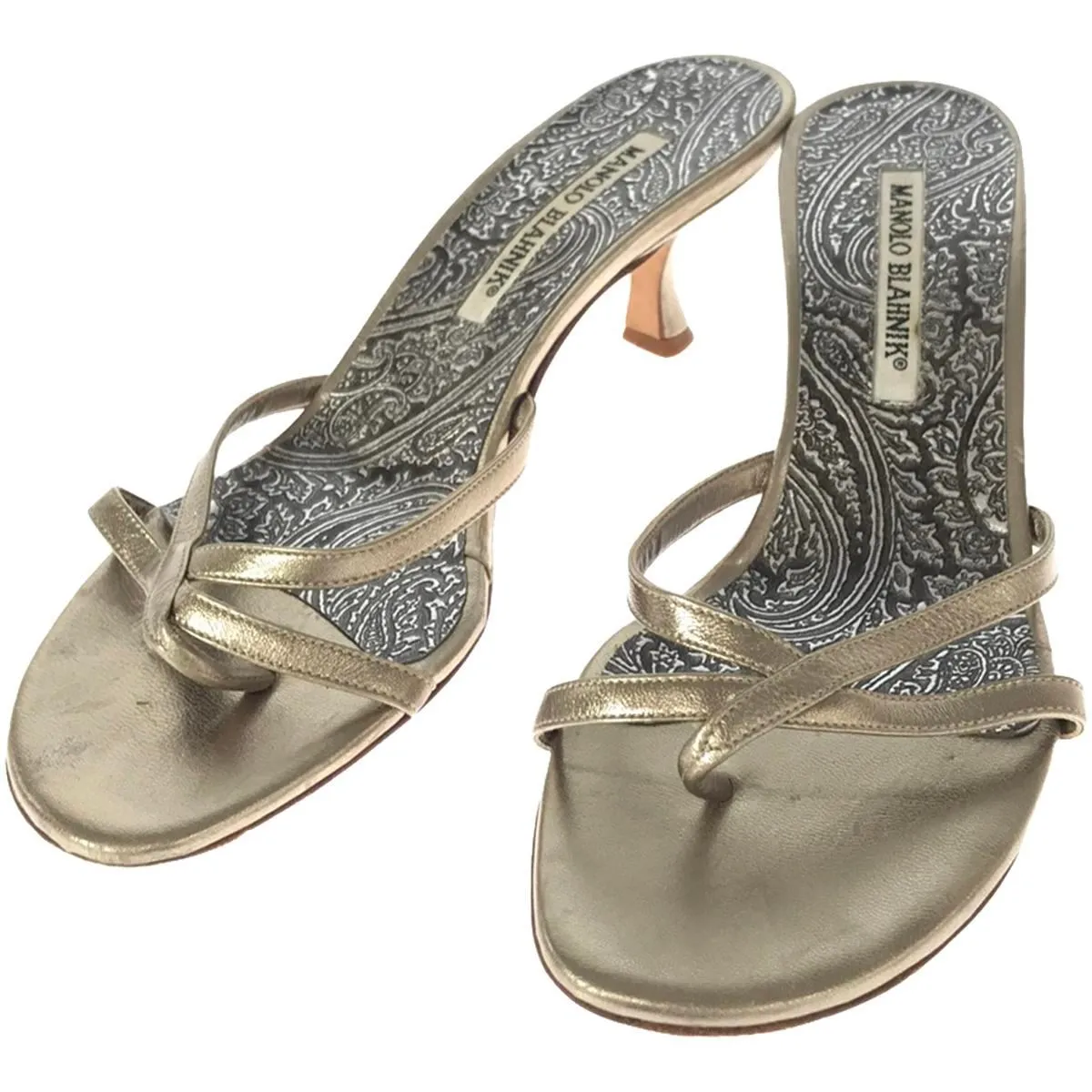MANOLO BLAHNIK マノロブラニク ペイズリーメタリックサンダル