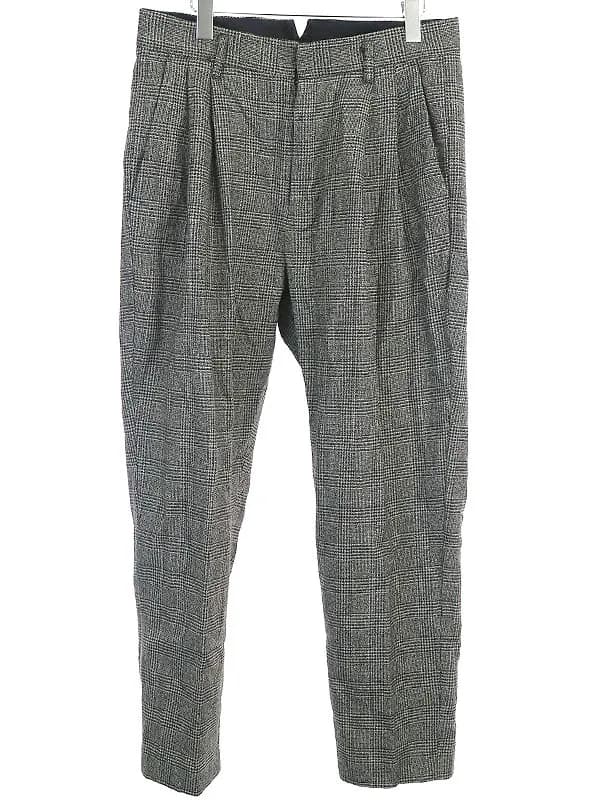 stein シュタイン 19AW TWO TUCK WIDE TROUSERS グレンチェックスラックスパンツ