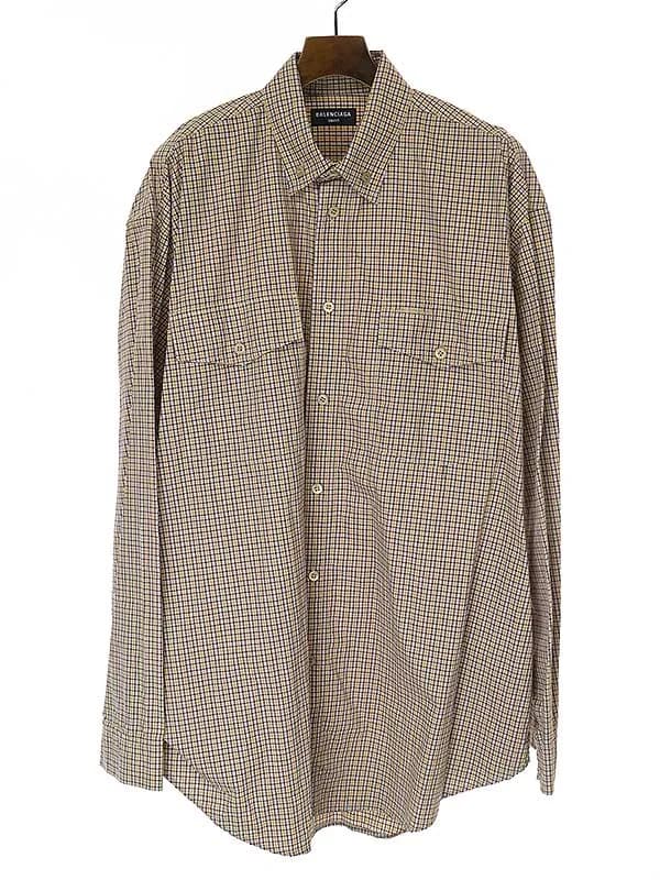 BALENCIAGA バレンシアガ 21SS オーバーサイズボタンダウンチェックシャツ