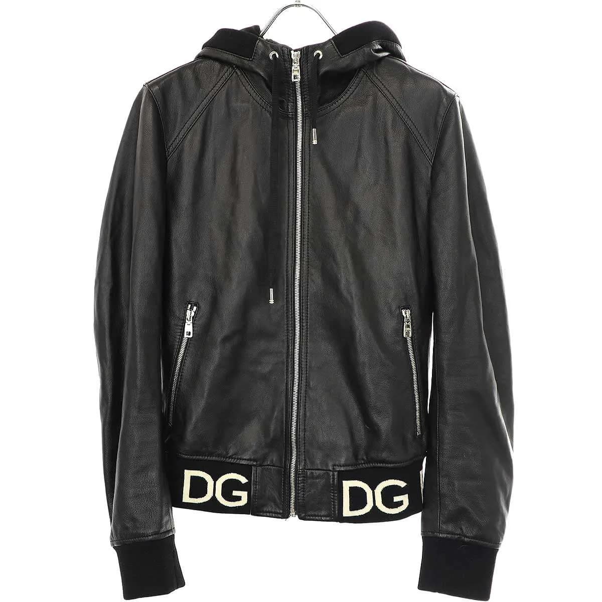 DOLCE&GABBANA ドルチェ&ガッバーナ フーデッドラムレザージャケット