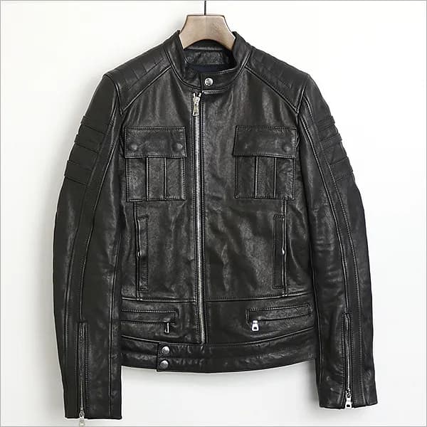 BALMAIN HOMME BALMAIN HOMME 12AW シープスキンレザーシングルライダースジャケット