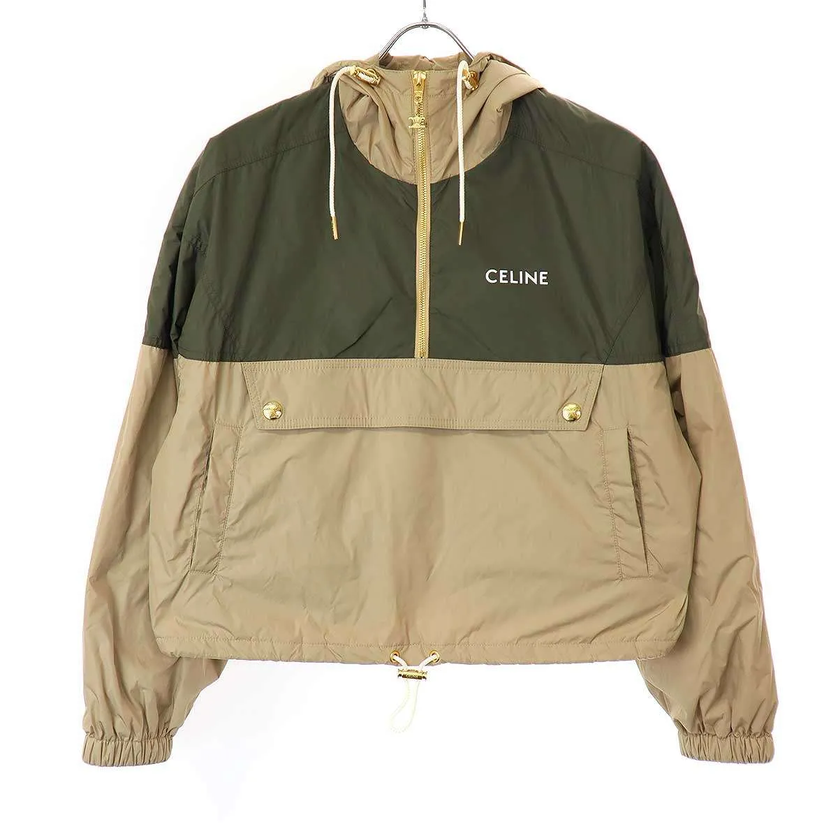 CELINE セリーヌ 22AW ハーフジップパテッド クロップドウィンドブレーカー パーカー