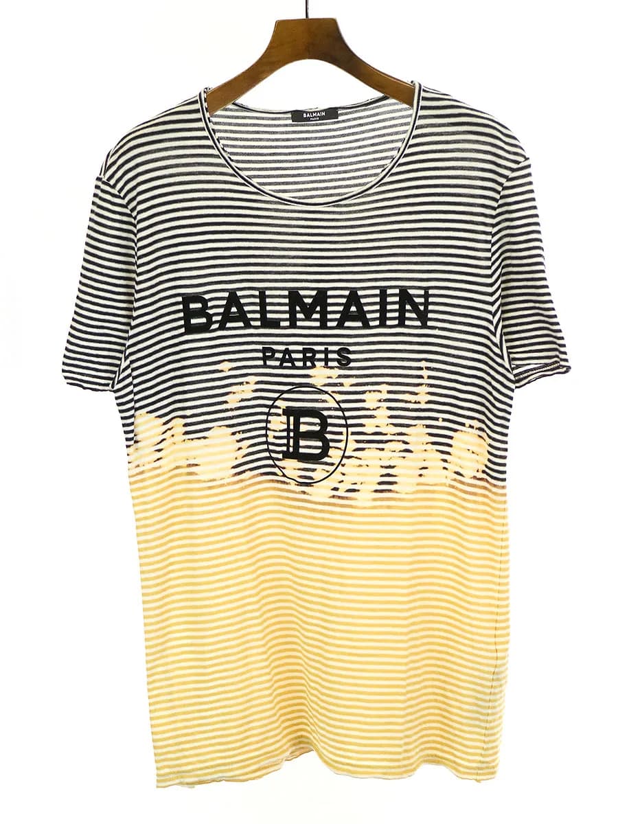 BALMAIN HOMME バルマン オム Striped T-shirt ボーダーデザインTシャツ