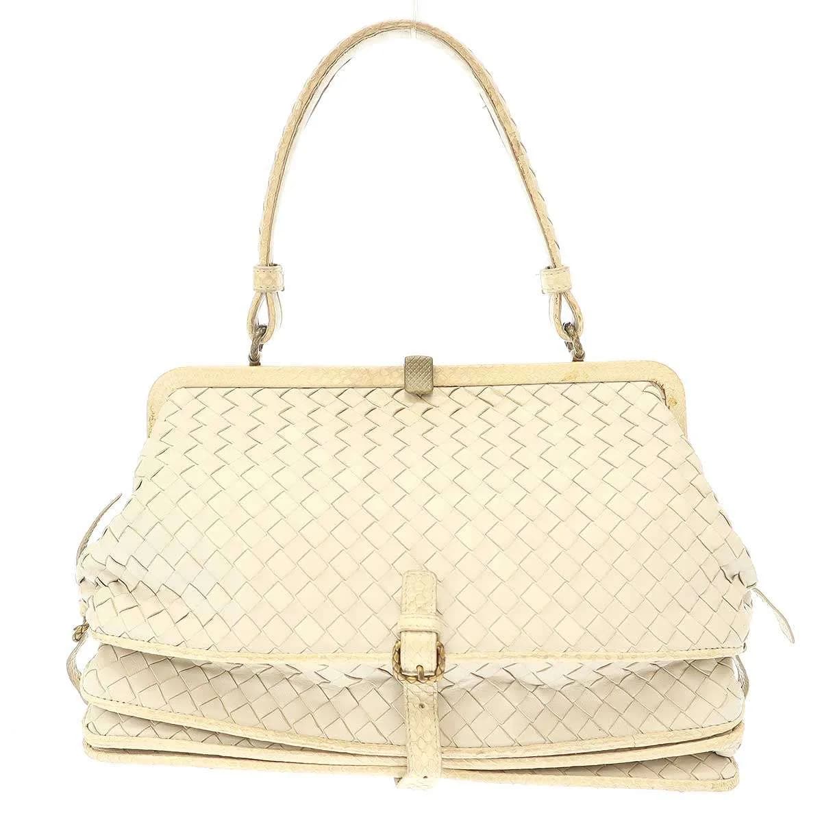BOTTEGA VENETA ボッテガヴェネタ イントレチャート パイソンレザートリムアコーディオンバッグ