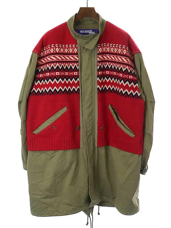 JUNYA WATANABE ジュンヤワタナベ コムデギャルソン マン 21AW 綿ウェザー×ウールジャガードコート