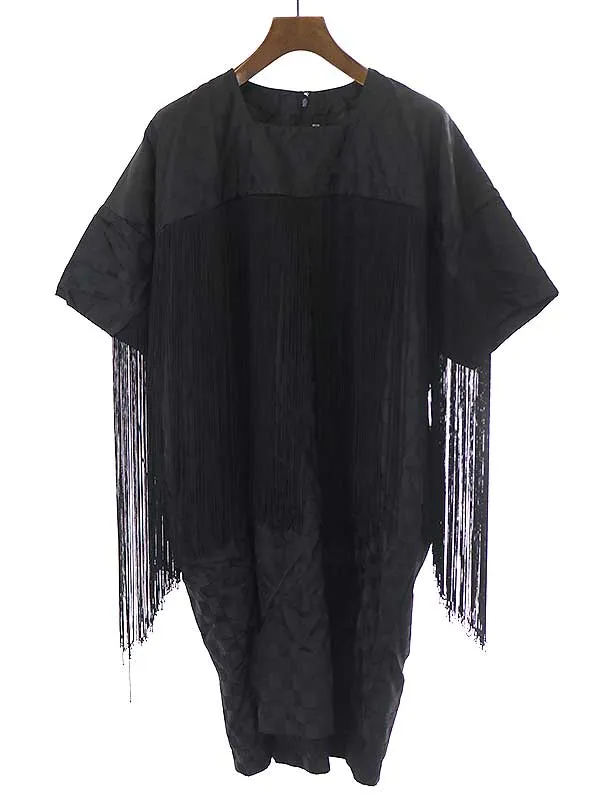 COMME des GARCONS コムデギャルソン 22SS ポリエステルチェック フリンジワンピース