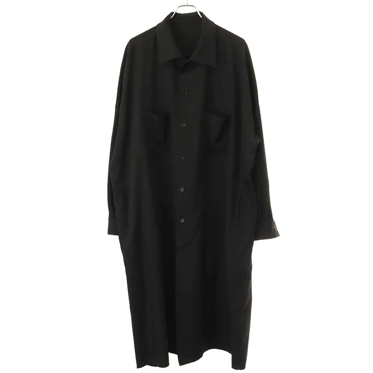 Yohji Yamamoto ヨウジヤマモト プールオム 23AWシワギャバステンカラーロングブラウス HJ-B01-100