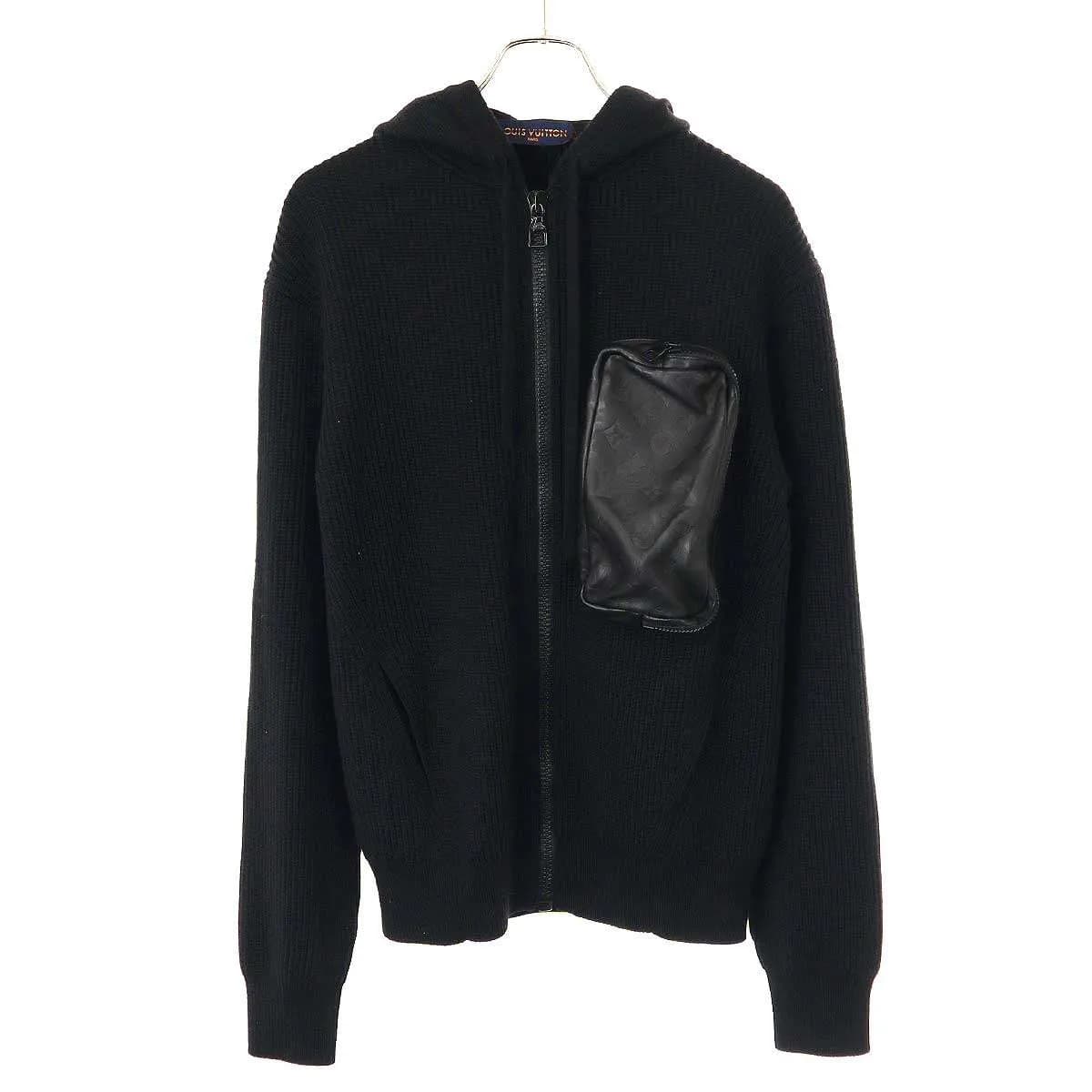 LOUIS VUITTON ルイヴィトン 20SS モノグラムレザーポケットニットブルゾン