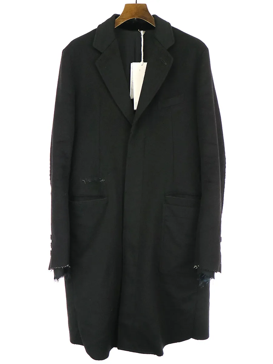 TAKAHIROMIYASHITA The SoloIst. タカヒロミヤシタ ザ ソロイスト 17AW カシミヤ混ウールカットオフ裁断デザインチェスターコート