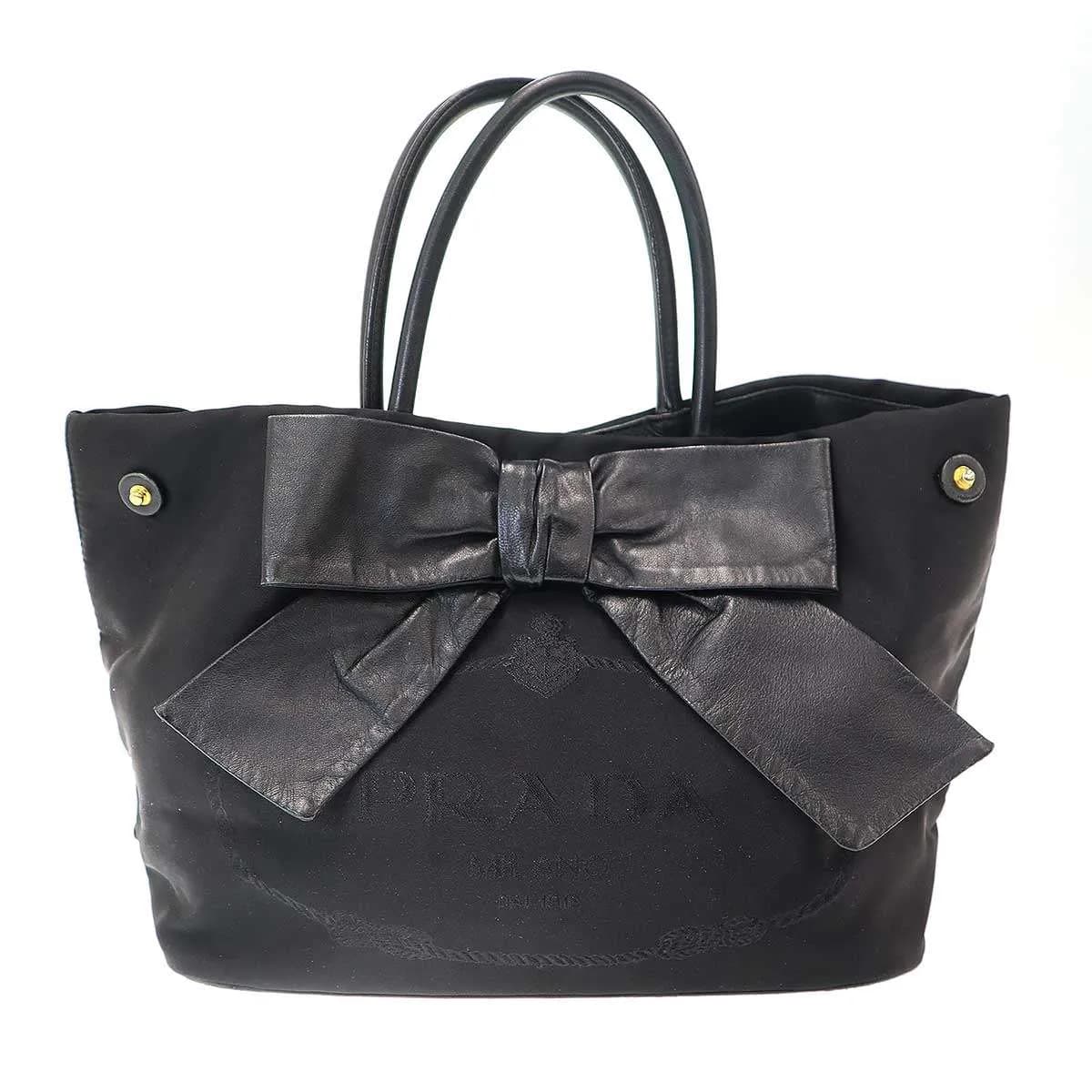 PRADA プラダ レザーリボンナイロン2WAYトートバッグ